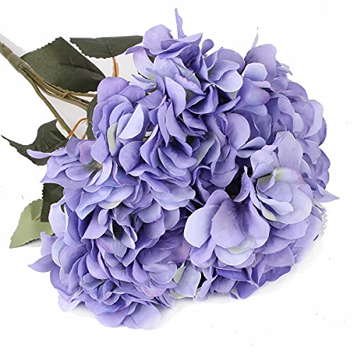2Bouquets Artificial Fake Flowers Silk Hydrangea Arrangements Wedding Bouquets Decorations Plastic Floral Home Kitchen Garden Party Festival Bar DIY (Purple) - color: Purple, 5 Flower Heads