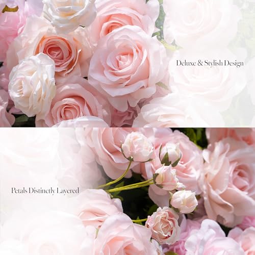 Artificial Flower Wall, 5D Silk Floral Backdrop Panels Decor for Wedding Celebrations, Festive Party, Home Decor, Photo backdrop, Baby Shower, Quick Assembly and Storage, Pink Rose, 8ft*8ft. - color: Sweetdream-pink, size: 8Ft*8Ft