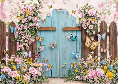 6x4ft Butterfly Floral Backdrop for Photography Spring Butterfly Flowers Girls Birthday Party Decorations Background Wedding Baby Shower Party Cake Table Decor Photo Booth Props - color: Pink04, size: 6X4FT