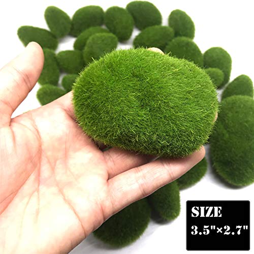 Woohome 30 PCS 3 Size Artificial Moss Rocks Decorative, Green Moss Balls, Fake Moss Decor for Floral Arrangements, Fairy Gardens and Crafting - color: 30pcs