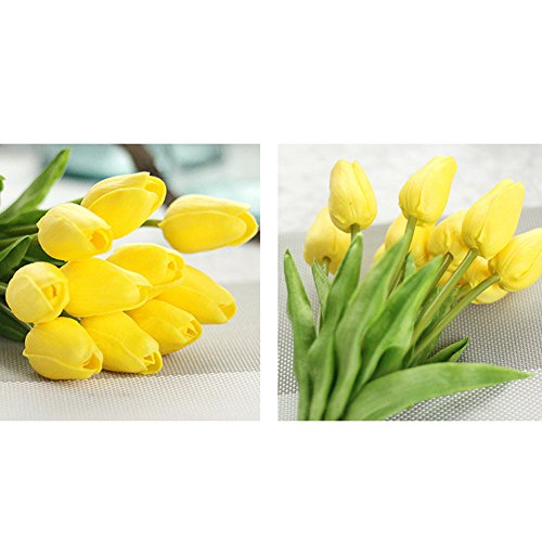 30 pcs Real-Touch Artificial Tulip Flowers Home Wedding Party Decor (Yellow) - color: Yellow