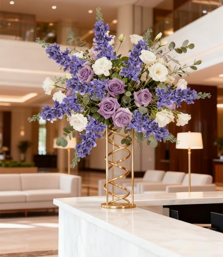 IPOPU Delphinium Artificial Flowers,6PCS 28.74'' Purple Silk Faux Larkspur Flowers Realistic Fake Delphinium Stems for Wedding Party Garden Table Home Decor (Deep Purple) - color: Deep Purple