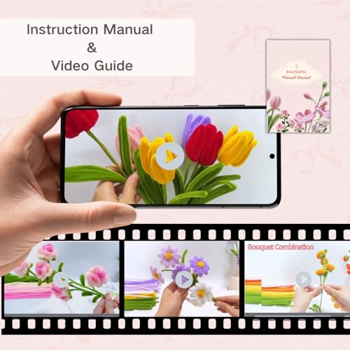 balinging 400pcs Pipe Cleaners Craft for Flowers with Glue Gun,Chenille Stems for DIY Flower Making Kit,Pipe Cleaners Projects Creative for DIY Art and Craft,Ideal for Holiday Decoration(Tulip) - color: Tulip