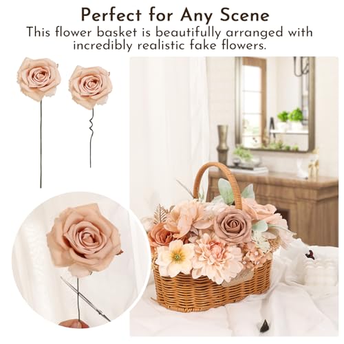 Artificial Flowers Combo Box Set Fake Flowers with Stems Artificial Bouquet Flowers for Wedding Centerpieces Arrangements Baby Shower Party Home Decor - color: Elegant Champagne