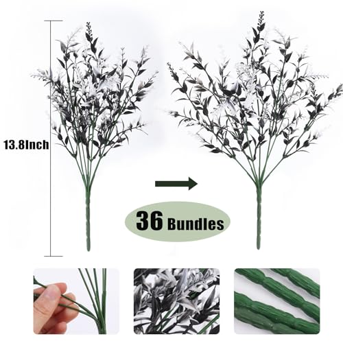 RECUTMS Artificial Plants Outdoor Artificial Spring Flowers UV Flowers Outdoor Artificial Greenery for Flower Arrangements Indoor Outside Hanging Plants Garden Porch Window Home Farmhouse Décor(B+W) - color: Black+white, size: 36 Bundles