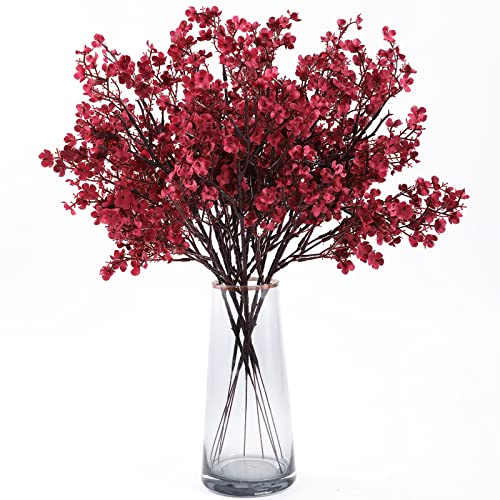 Hananona 10 Pcs Babys Breath Artificial Gypsophila Flowers Halloween Fake Silk Flowers for Home Decor Floral Arrangement Table Centerpieces (10, Burgundy) - color: Burgundy