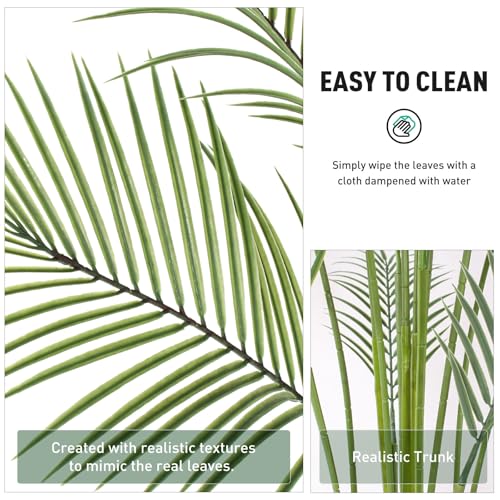 Artificial Palm Tree 7FT Tall Faux Palm Tree Indoor Fake Plants Faux Tropical Plant, UV Resistant & Maintenance Free Indoor/Outdoor Fake Tree in Pot for Home Office Living Room Patio Decor - style: 7FT Fine Leaved
