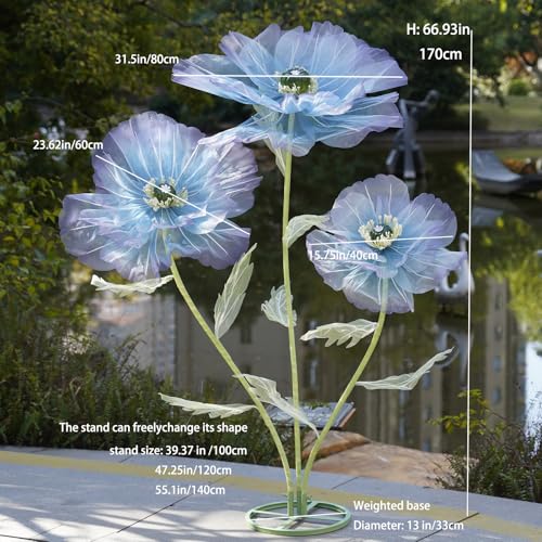 Giant Artificial Flowers for Decoration with Stand,Extra-Large Gradient Blue to Purple Faux Bloom Display for Wedding Decor,Event Backdrops, Storefront Styling & Home Interior Decoration - color: Blue to Purple Gradient