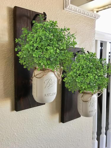 GnFlus Artificial 5Pcs Faux Seeded Eucalyptus Leaves Stems Fake Plants Sharp UV Resistant Faux Plastic Boxwood for Kitchen Office Garden Porch Farmhouse Window Box Home Decor - color: Eucalyptus