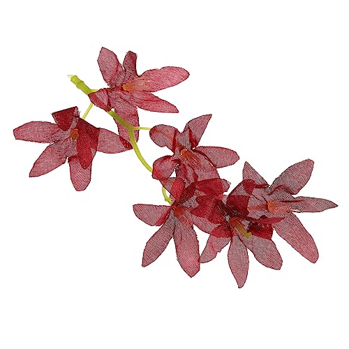 PATIKIL 7 Inch Artificial Orchid Flower, 24 Pcs Floating Candles Simulation Flower Cylinder Vase Fillers for Home Wedding Decoration, Burgundy - color: Burgundy