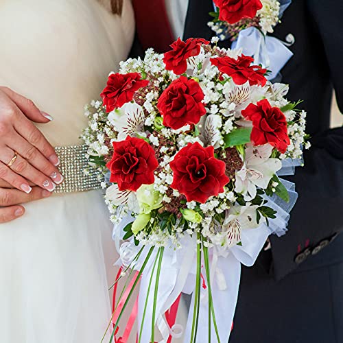 Syhood 100 Pieces Artificial Roses Head 1.77 in Rose Small Silk Fake Floral for Wedding Wall Garland Bouquet Derby Crafts Decorations(Red) - color: Red