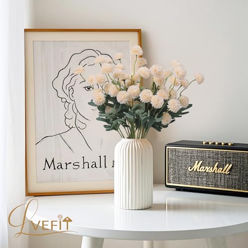 LVEFIT 10 Pcs Champagne Kiku Flower Fake Mums Long Stem Flowers,Faux Kiku Flower Bulk,Silk Flowers Mini Chrysanthemum Floral Arrangements,Artificial Flowers Chrysanth Mini Fake Flower - color: Champagne