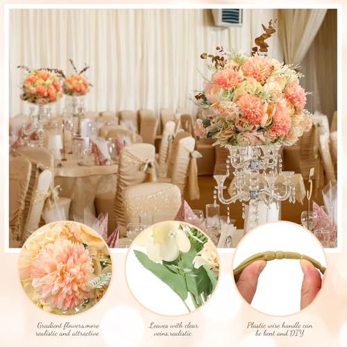 Tigeen Artificial Flowers Artificial Peonies Silk Flowers Faux Peony Fake Peony Silk Hydrangea Bouquet for Wedding Table Centerpiece Floral Vase Decor(Orange,12 Bundles) - color: Orange