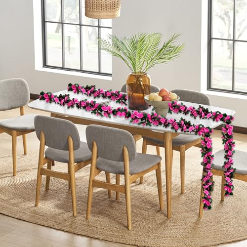 8Pcs 63Ft Fuchsia Rose Garland, Fake Flower Vines, Artificial Vine Flowers, Rose Hanging Garland for Party Wedding, Garden, Room Table, Christmas, Backdrop Wall Arch Decor - color: Fuchsia, size: 8Pcs-63Ft