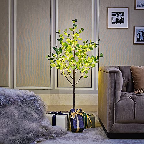 Lighted Eucalyptus Tree 4FT 126 LED Artificial Tree for Decor Inside and Outside Home Patio Wedding Festival Christmas Decoration Warm White - size: 4ft