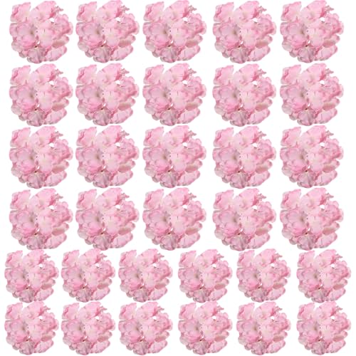 HinyoCo 32 Pcs Silk Hydrangea Artificial Flowers Hydrangea Heads No Stems, Used for Home Wedding Party Decoration (Dark Pink) - color: Dark Pink