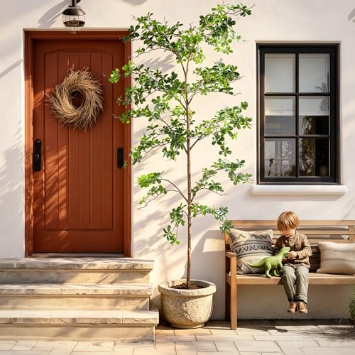 Bailikang 8FT Artificial Black Olive Tree Artificial Olive Plants, Tall Faux Olive Tree Faux Silk Plant Fake Plant Ultra-Realistic Silk Leaves & Natural Trunk Indoor Outdoor Use - color: Green Olive Tree, size: 8ft