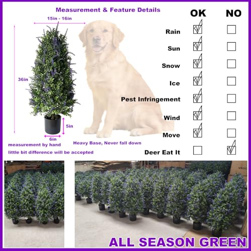 ALL SEASON GREEN Artificial Plants Lavender Topiary Tree, 35'' Purple Faux Flowers Potted Outdoor Plant, Front Porch Decor - size: 35'' Tall