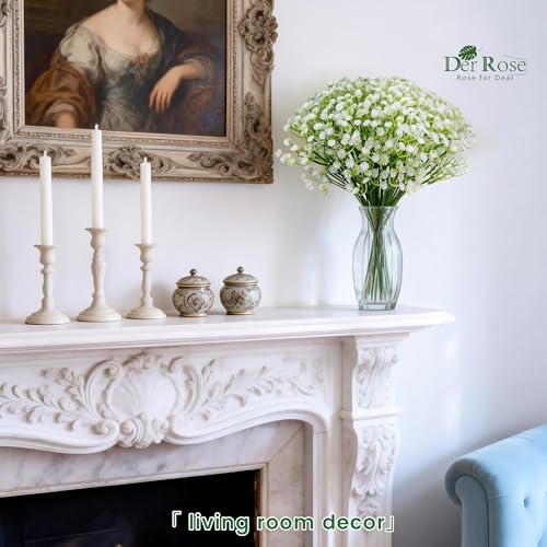Der Rose 24PCS White Babys Breath Artificial Flowers,11'' Elegant Faux Baby Breath Flowers for Wedding Home Decor, Table Centerpieces & DIY Fake Flowers - size: 24-Baby Breath