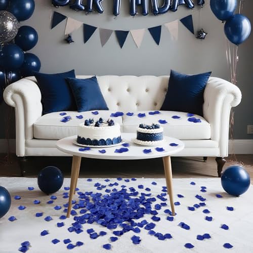 1000 Pcs Rose Petals Artificial Silk Flower Petals Romantic Decorations for Wedding Engagement Birthday Event Anniversary Party Backdrop Supplies Dark Blue - color: Dark Blue