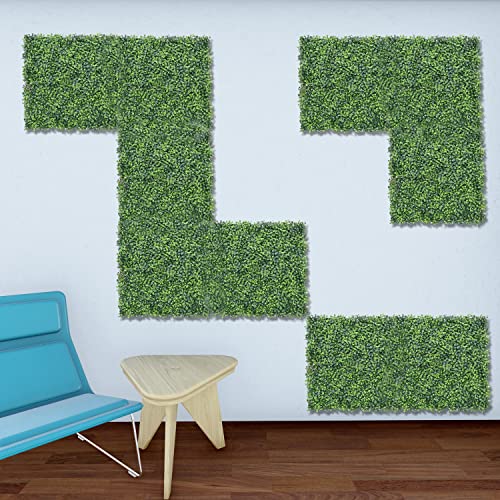 E&K 6Pcs 20" x 20" Artificial Grass Wall Panels, Faux Boxwood Greenery Backdrop Decor, UV Protected Privacy Hedge Screen for Indoor Outdoor (Boxwood - Milan 01) - color: Boxwood - Milan 01