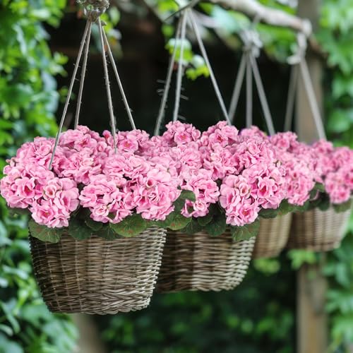 CISDUEO 4 Pcs Artificial Geranium Flowers for Outdoors Silk Geraniums Flowers Outdoor Purple Pink Faux Geraniums for Planters Outdoor Decor Indoor Garden Patio Grave Cemetary Table Centerpiece - color: Purple Pink