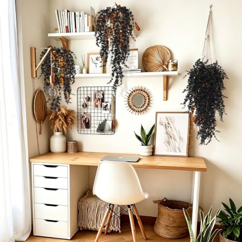 RECUTMS Black Artificial Hanging Gothic Plant 30" Fake Fall Greenery Vines | 3Pcs Artificial Greenery for Outdoors,UV Resistant Faux Ivy,Plastic Plants for Indoor Outdoor Halloween Garden Decoration - color: Black Grass, size: Hanging Plants