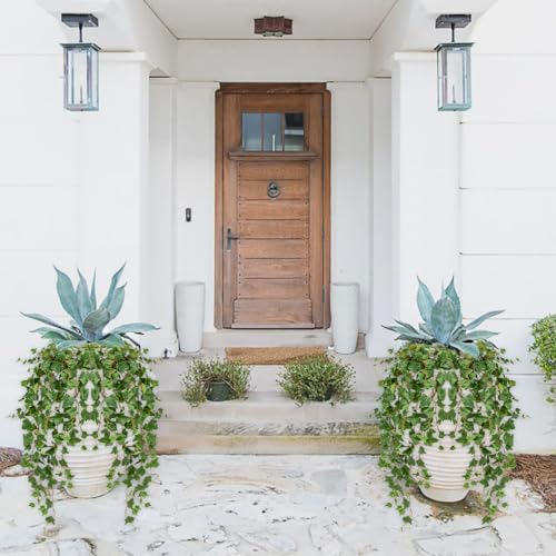 Hollyone Artificial Hanging Plants 35.4" Fake Ivy Vine Faux Ivy Leaves Fire and UV Resistant Hanging Plant Wall Greenery for House Room Patio Indoor Outdoor Home Shelf Office Wedding Decor - color: Fire and Uv Resistant-style 2, size: Medium-1 Pack-UV