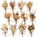 Layhit 12 Pcs Boho Dried Flower Bouquet Mini Wedding Handmade Dry Flowers Decor for Vase Crafts DIY Photo Boutonniere for Men Floral Plant for Bridesmaid Gift Birthday Decor(Rustic) - style: Rustic