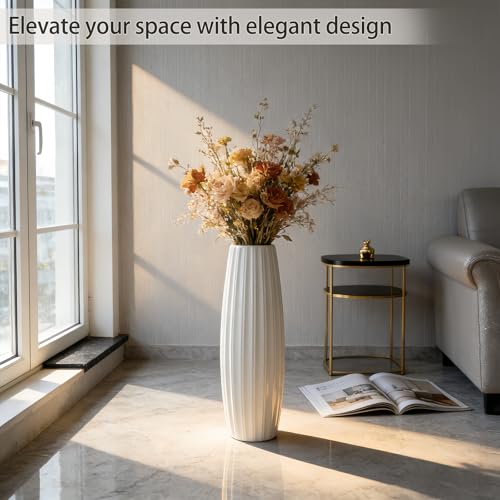 Large Floor Ceramic Vase 17.7 Inches Tall,White Modern Flower Tall Vases for Office, Home,Farmhouse,Living Room Décor,Simple Origami Design Fall Decorative Porcelain Flower Arrangement Vase Ideal Gift - color: Shape 1, size: 17.7 inch