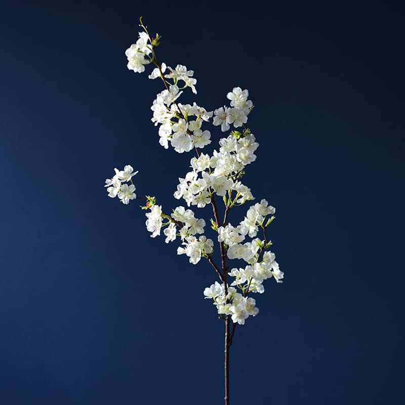 4 Pcs Cherry Blossom Branches for Vase 43 inch Artificial Cherry Blossom Silk Cherry Blossom Branches Long Stems Fake Flowers Vase Arrangements for Home Wedding Party Decor,White - color: White