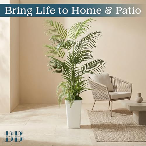5FT Areca Palm Artificial Tree with LED Light, Tall White Pot, 3 Removable Grass Branches & Moss | Maintenance-Free Indoor Potted Plant (Areca Palm and Essentials (Tall Pot, Moss, 3 Grass Branches))