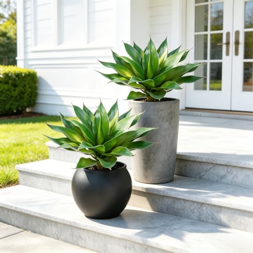 2 Pack Fake Agave Plants 18 Inch Large Artificial Succulents Realistic UV Resistant Faux Aesthetic Plants for Outdoor Decoration Tropical Plant Home Garden Front Porch Decor - 21Leaves, Dark Green - color: Green, size: 18"- 2pcs