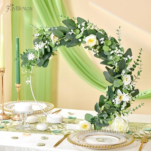 60 PCS 4 Kinds Mixed Artificial Greenery Stems,Baby Breath Flowers Artificial Bulk with Fake Eucalyptus Stems for Wedding Vase Bouquet Home Floral Decor