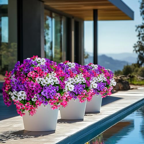 AXYLEX Artificial Flowers Outdoor Shrubs - 16 Bundles Fake Plants UV Resistant No Fade Faux Plastic Greenery Home Garden Porch Patio Decoration (1, Multi 16-4) - color: 16 Pcs - Red Pink+purple+white+magenta