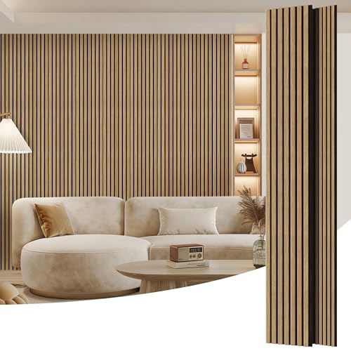 2 Pack Wood Panels for Wall, 108" x 11" Wood Slat Acoustic Panels, Acoustic Wall Panels for Interior Wall Decor, Sound Absorbing Wall Panels for Noise Reduction and Decoration, Ashen Oak - color: Ashen Oak, size: 2PCS-108" x 11"