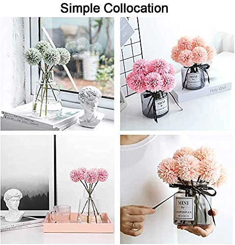 12pcs Champagne Artificial Flowers Fake Flowers Silk Artificial Chrysanthemum Ball Hydrangea Bridal Wedding Bouquet for Home Garden Party Decor (Champagne) - color: Champagne，12pcs
