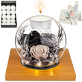 Preserved Black Real Rose in Glass with Scented Candles Forever Flower Romantic Gifts for Mom, Women, Wife, Girlfriend, Her, Grandma - color: Black