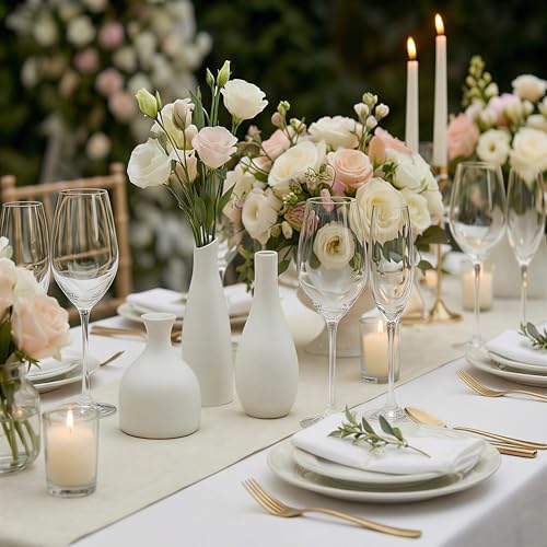 White Bud Vases, Small Ceramic Vase Set of 11, Mini Pottery Vases for Flowers, Minimalist Boho Small Pampas Grass Flower Vase for Farmhouse Home Decor, Wedding Centerpiece, Shelf and Table Decoration - color: White – 11-piece Set