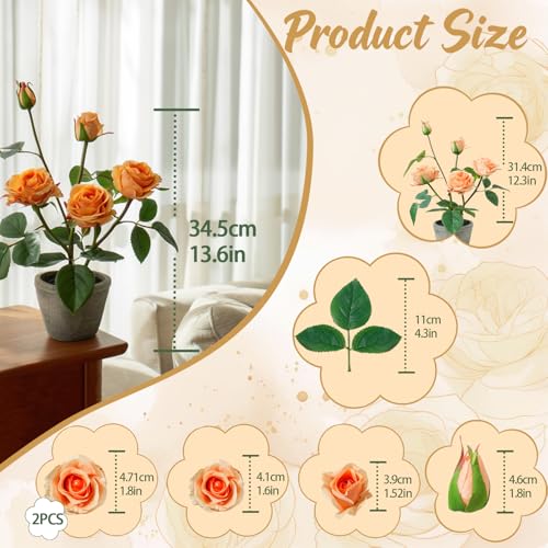 Rose in Pot Decor Potted Artificial Flowers Mini Plants Faux Flowers Indoor Small Decor Fake Roses for Home, Bathroom, Kitchen, Offices, Wedding Party Centerpieces (Rose Yellow) - color: Rose Yellow