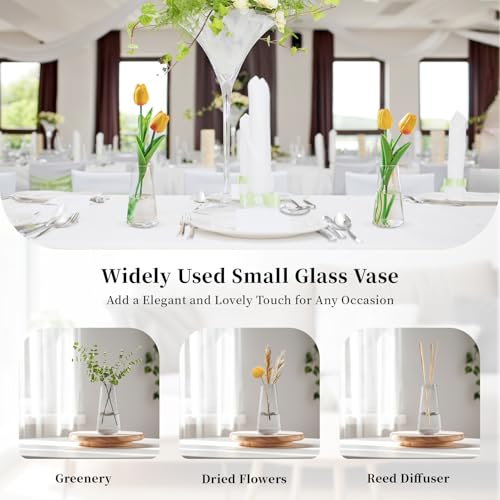 Glasseam Clear Flower Vases for Centerpieces: Modern Glass Vase Set of 24 for Wedding Party Centerpiece Home Table Decor 5.5In Small Bud Vases for Flowers Rose Tulip Stems - size: Clear-24pcs