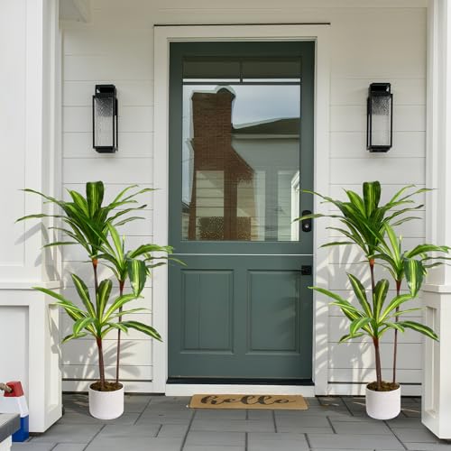 3.3 ft Tall Artificial Dracaena Tree in Pot, Evergreen Fake Dragon Tree, Decorative Potted Floor Plant, Faux Indoor Plant for Living Room Entryway Porch Office