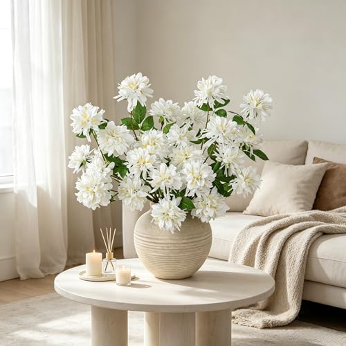 5 Pcs Artificial Silk Rosa Banksiae Flowers - 27" Long Stem | Realistic Faux Floral, DIY Arrangement Fake Flower for Wedding Centerpiece Home Party Indoor Vase Decor - color: White