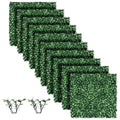 MOOACE Artificial Grass Wall Panel, 10"x 10" 10 PCS Greenery Boxwood Panels for Indoor Outdoor, 4 Layer UV-Anti Green Plant Backdrop Wall Decor Covering Privacy Screen Fence Panel - size: 10pcs 10"x 10"