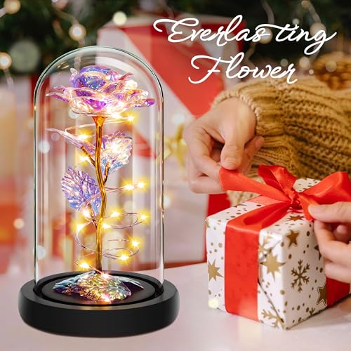 Childom Mothers Day Mom Gifts for Mom,Birthday Gifts for Women Moms Grandma,Flowers for Delivery Prime,Colorful Light Up Rose in A Glass Dome,Anniversary Valentines Roses Gift for Her Wife Daughter - color: Multi Color Large