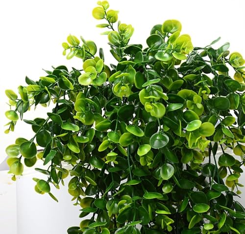 6pcs Artificial Hanging Plants Fake Hanging Plant Faux Eucalyptus Leaf Greenery Vine Outdoor UV Resistant Plastic Plants (6, Green) - color: Green