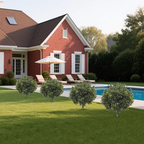 2-Pack 29" UV-Resistant Boxwood Topiary Ball Trees | Artificial Outdoor Plants with Ground Spikes for Porch, Patio, Planters & Indoor Decor - color: Boxwood-ball