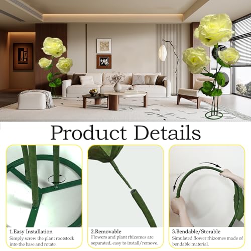 Giant 3PCS Roses Giant Artificial Flower - Large Yellow 3D Realistic Waterproof Fake Flowers Durable Easy Maintenance Perfect for Home Garden Weddings Events Christmas Graduation Party Decorations - color: 3pcs-roses-yellow