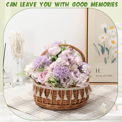 Tigeen Artificial Flowers Artificial Peonies Silk Flowers Faux Peony Fake Peony Silk Hydrangea Bouquet for Wedding Table Centerpiece Floral Vase Decor(Light Purple,12 Bundles) - color: Light Purple