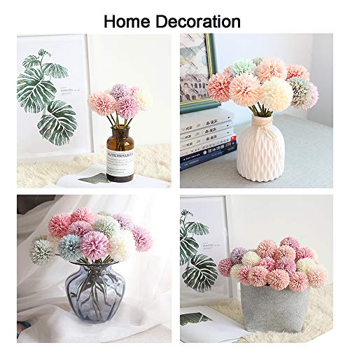 10Pcs Artificial Fake Flower Plants Silk Chrysanthemum Ball Hydrangea Arrangements Wedding Bouquets Decor Home Kitchen Garden Party Table Floral centerpieces DIY(Coffee Brown) - color: Coffee Brown